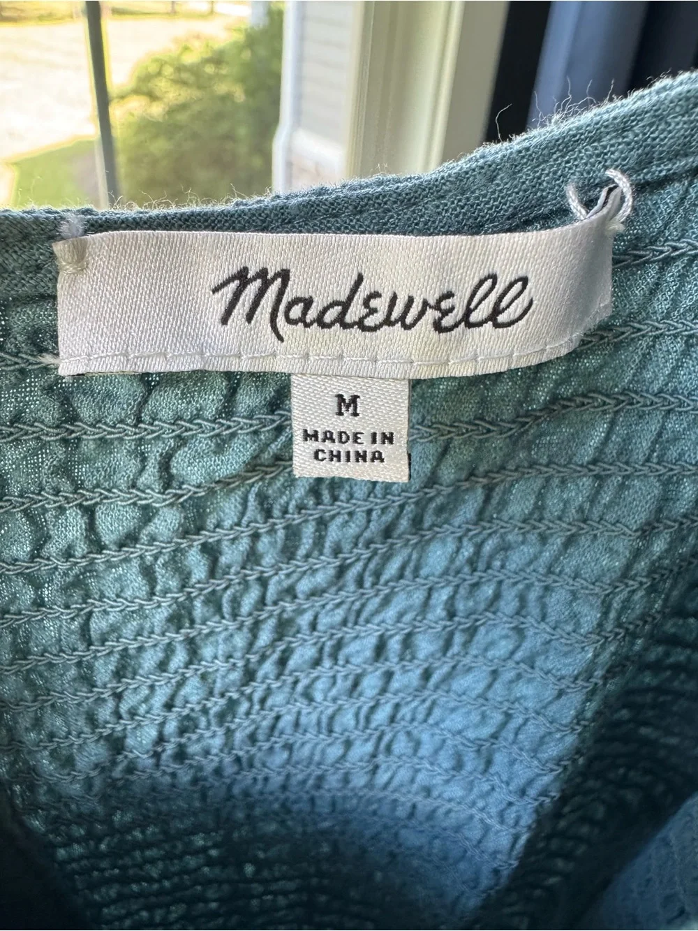 Madewell Linen-Blend Lucie Smocked Peplum Top in Faded Shale Size Medium